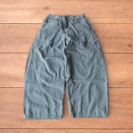 Incredible super baggy wide leg pinstripe cargo trousers in blue/white.
