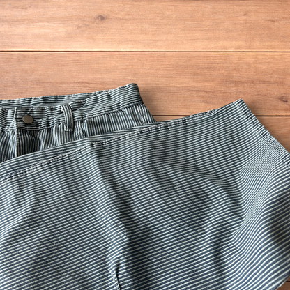 Incredible super baggy wide leg pinstripe cargo trousers in blue/white.