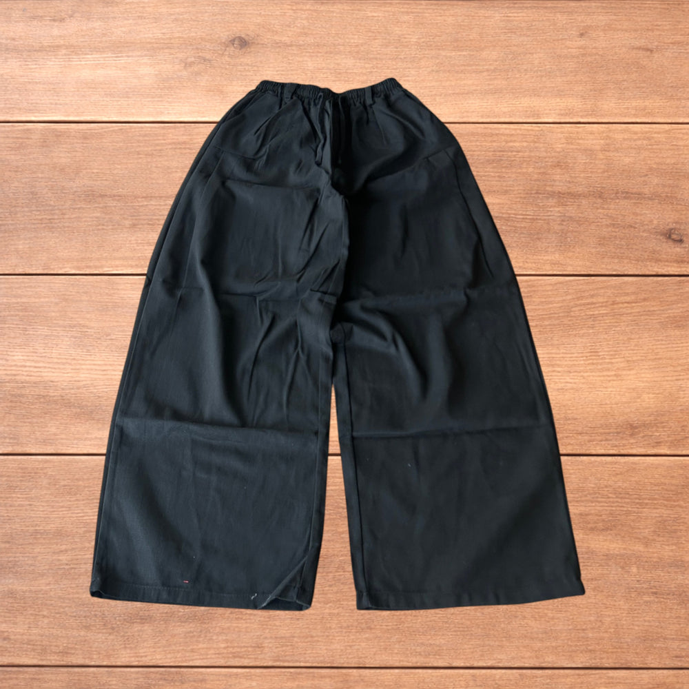 Black baggy wide-leg workwear trousers