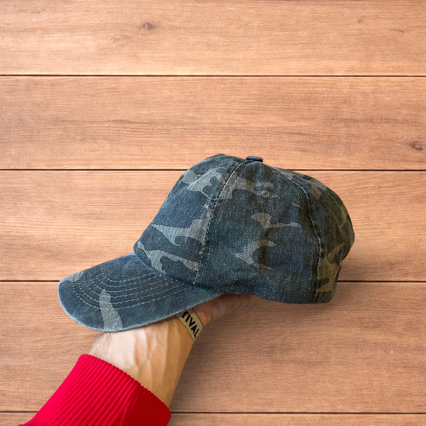 Vintage style Camo military cap hat in green khaki colourway.