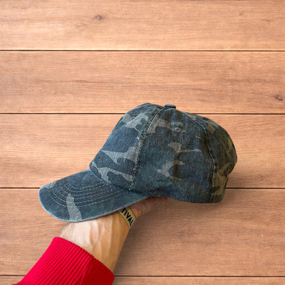 Vintage style Camo military cap hat in green khaki colourway.