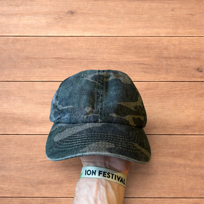 Vintage style Camo military cap hat in green khaki colourway.