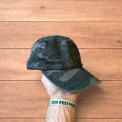 Vintage style Camo military cap hat in green khaki colourway.