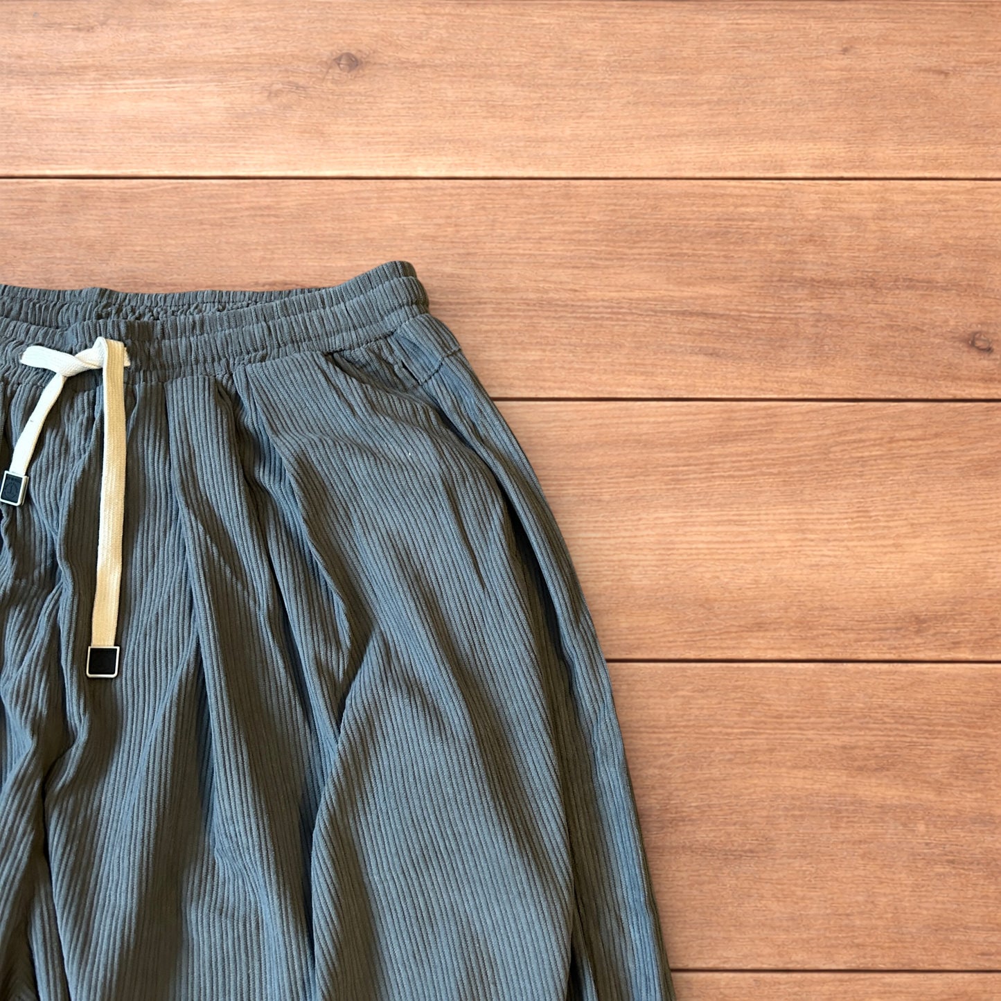 Super baggy wide leg relaxed fit corduroy trousers joggers in grey.