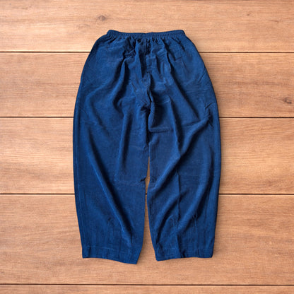 Super baggy wide leg skater corduroy trousers in navy blue.