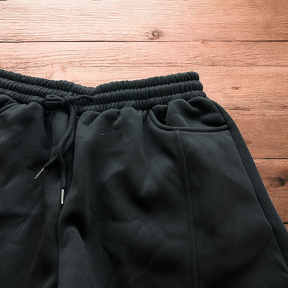 Super baggy wide leg Korean joggers in black.