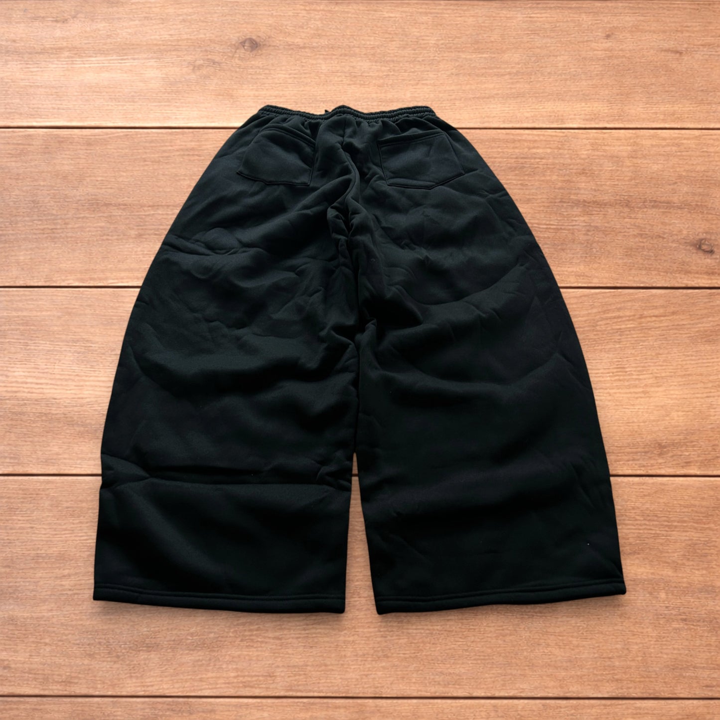 Super baggy wide leg Korean joggers in black.