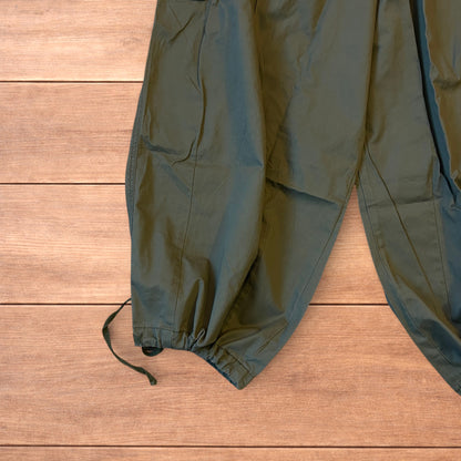 Insane super baggy wide leg Korean cargo parachute trousers in khaki green.