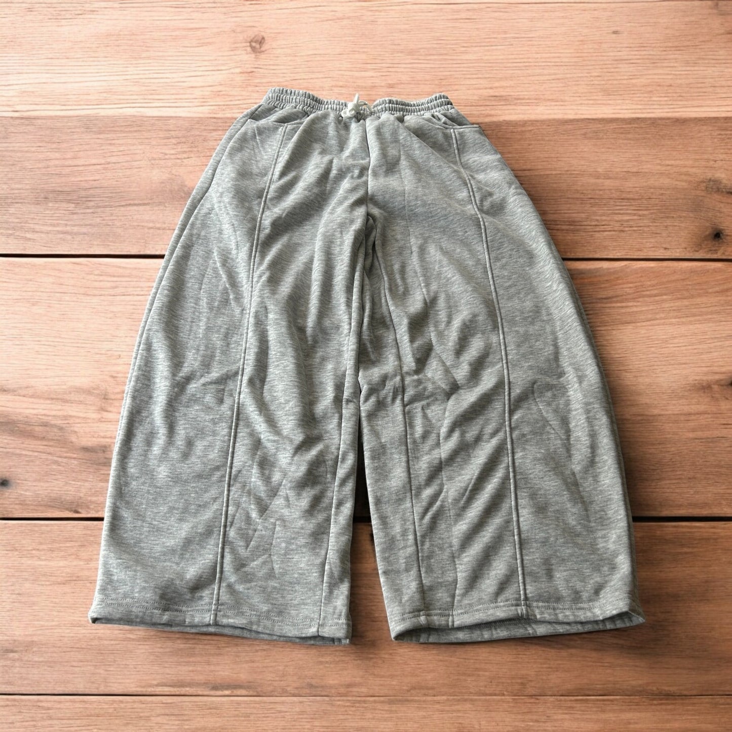 Super baggy wide leg Korean joggers in marl grey.