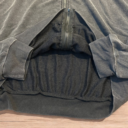 Vintage style zip up hoodie jumper with check in washed grey.