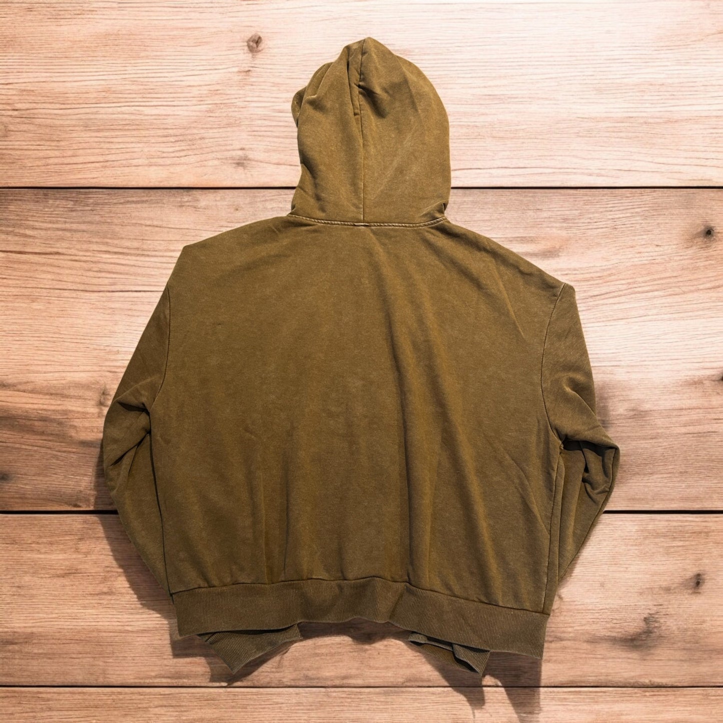 Vintage style zip up hoodie jumper with check in washed brown.