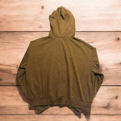 Vintage style zip up hoodie jumper with check in washed brown.
