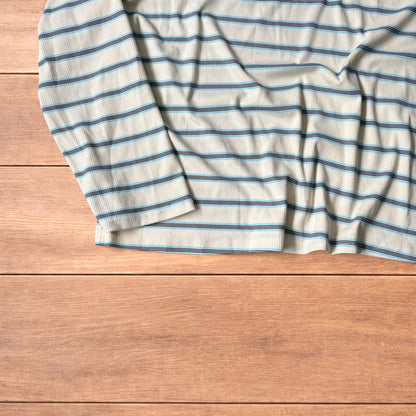 Relaxed fit striped rugby polo sweatshirt jumper in cream.