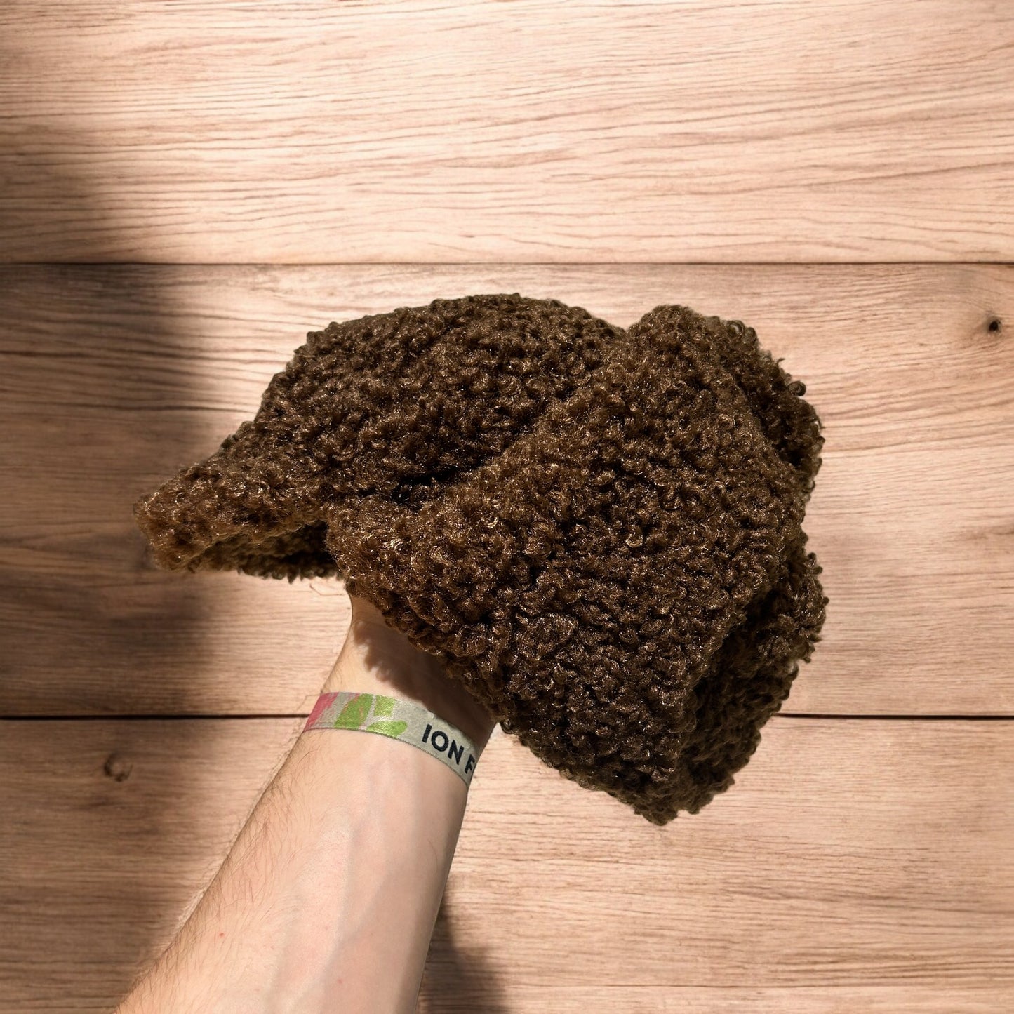 Lovely wool style fluffy Russian ear flap winter hat in chocolate dark brown. One size.