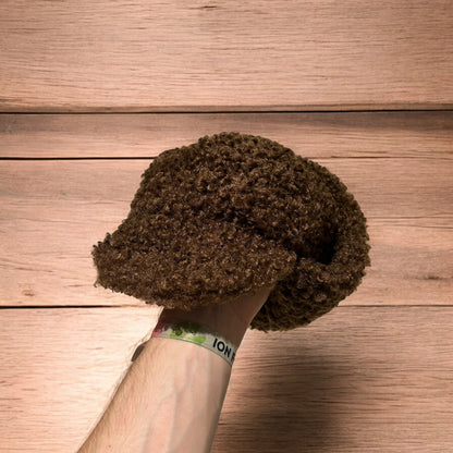 Lovely wool style fluffy Russian ear flap winter hat in chocolate dark brown. One size.