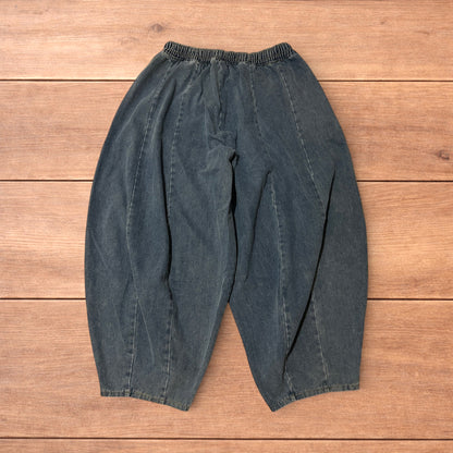 Incredible super baggy wide leg balloon fit jeans in washed mid blue.