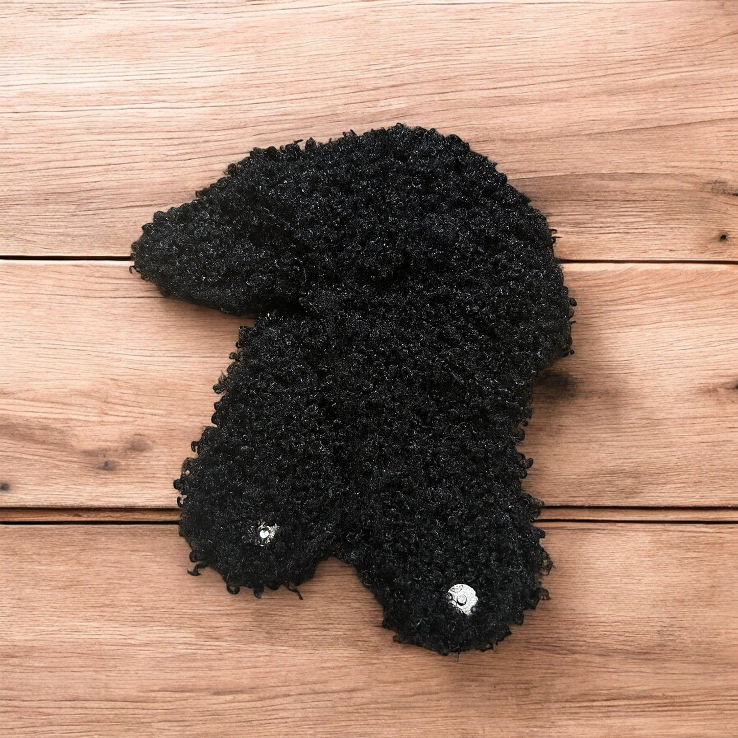 Lovely wool style fluffy Russian ear flap winter hat in black. One size.