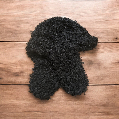 Lovely wool style fluffy Russian ear flap winter hat in black. One size.