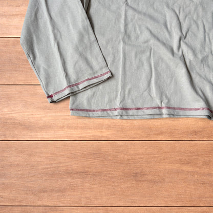 Vintage style relaxed fit long sleeve top tshirt in beige/cream.