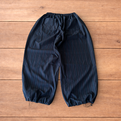 Incredible vintage style baggy wide leg striped trousers in blue.