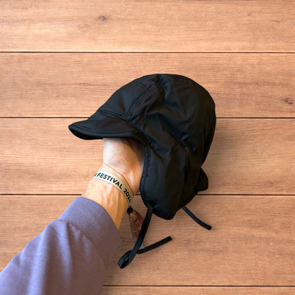 Insane Russian Trapper Korean padded fluffy hat cap in black.