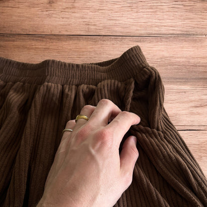 Super baggy wide leg relaxed fit corduroy trousers joggers in brown.