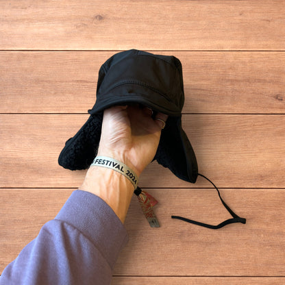 Insane Russian Trapper Korean padded fluffy hat cap in black.