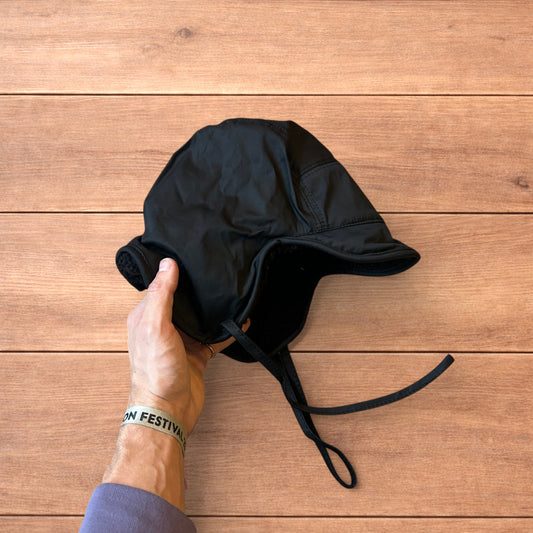 Insane Russian Trapper Korean padded fluffy hat cap in black.