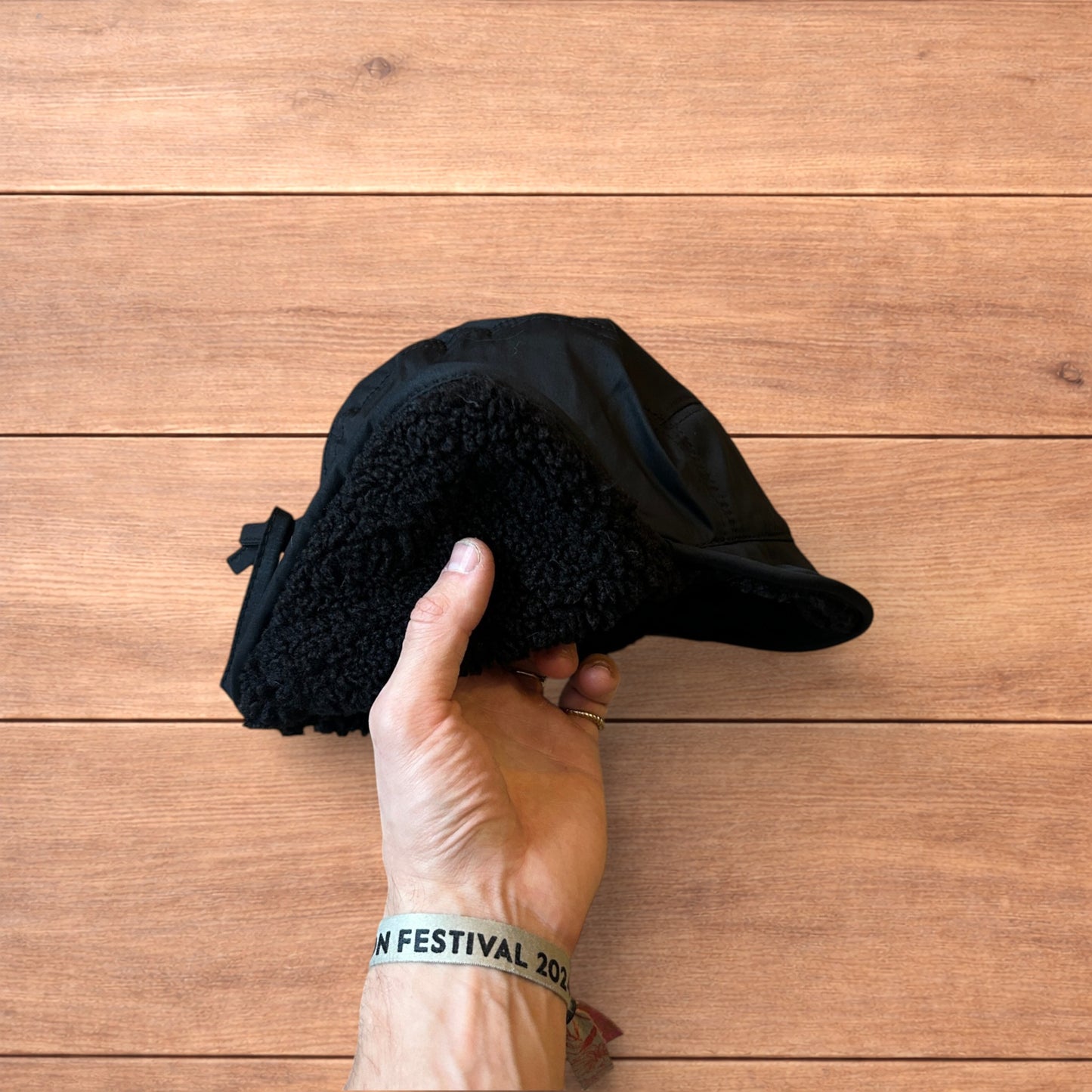 Insane Russian Trapper Korean padded fluffy hat cap in black.