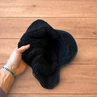 Insane Russian Trapper Korean padded fluffy hat cap in black.