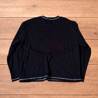 Vintage style relaxed fit long sleeve top tshirt in black.