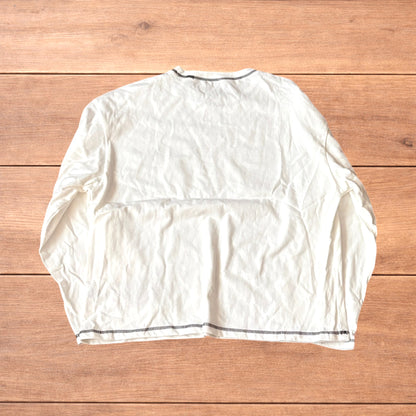 Vintage style relaxed fit long sleeve top tshirt in white.