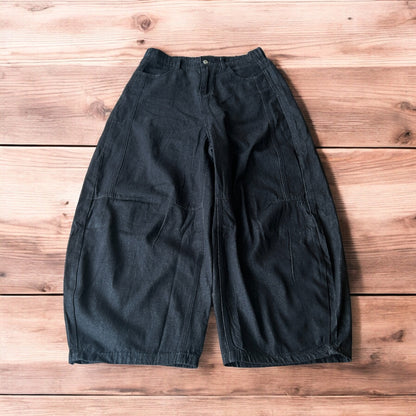 Super baggy raw denim style skater fit jeans in washed black.