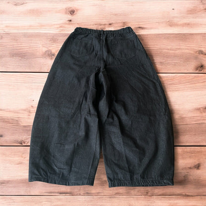 Super baggy raw denim style skater fit jeans in washed black.