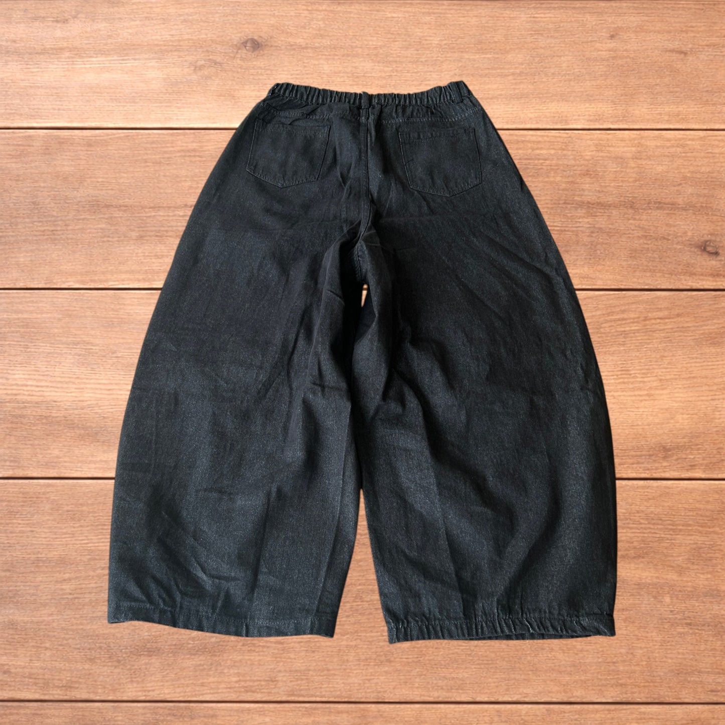 Super baggy raw denim style skater fit jeans in washed black.