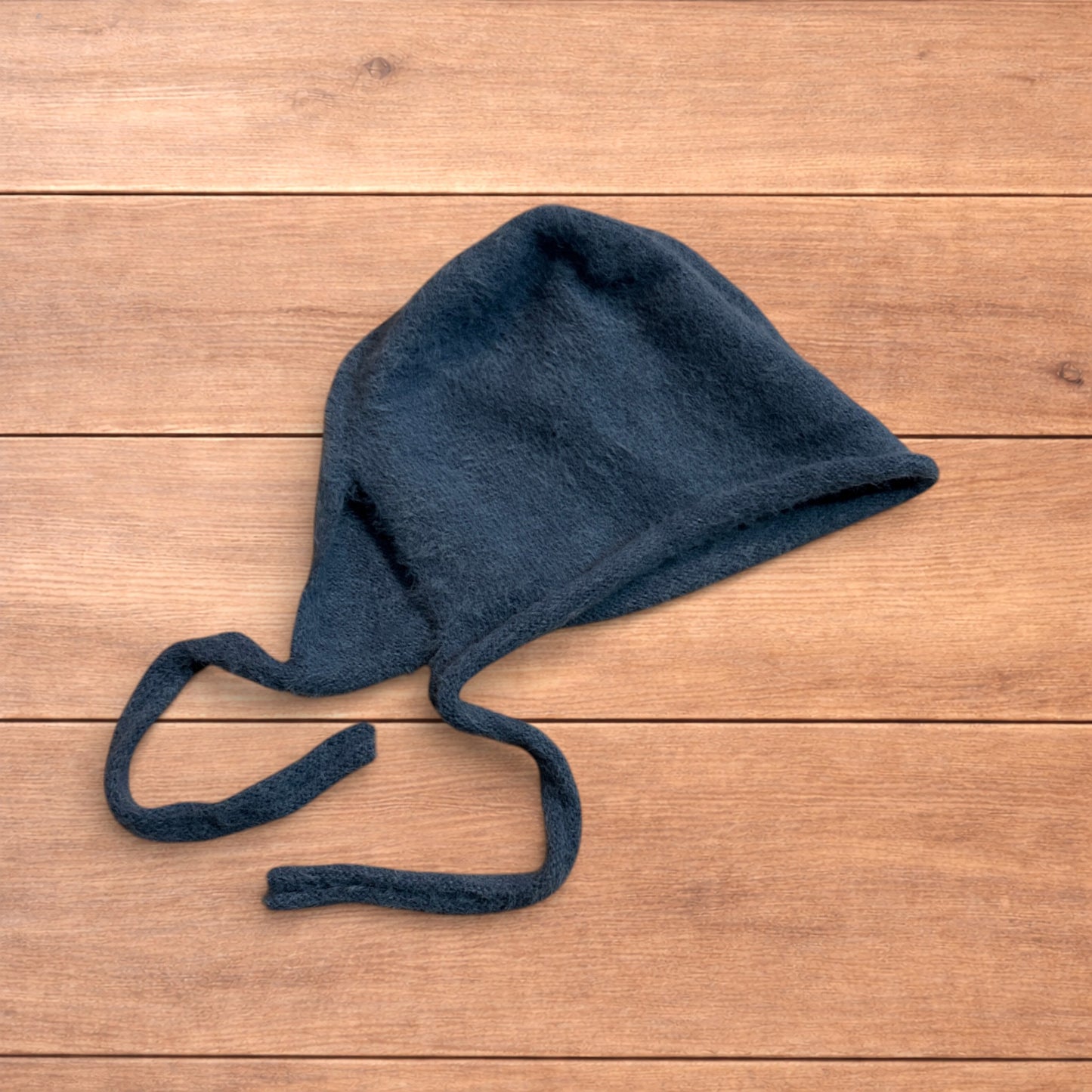 Lovely Y2k Japanese knitted beanie bonnet ear flap hat in dark blue.