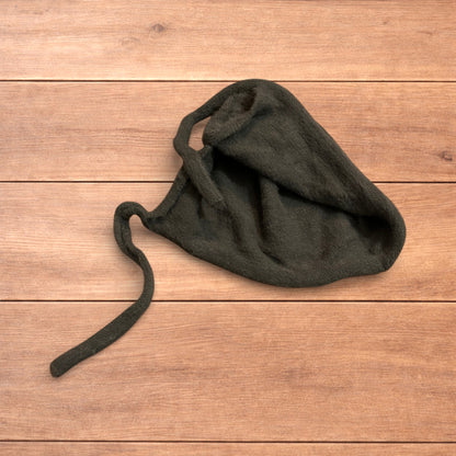 Lovely Y2k Japanese knitted beanie bonnet ear flap hat in mid grey.