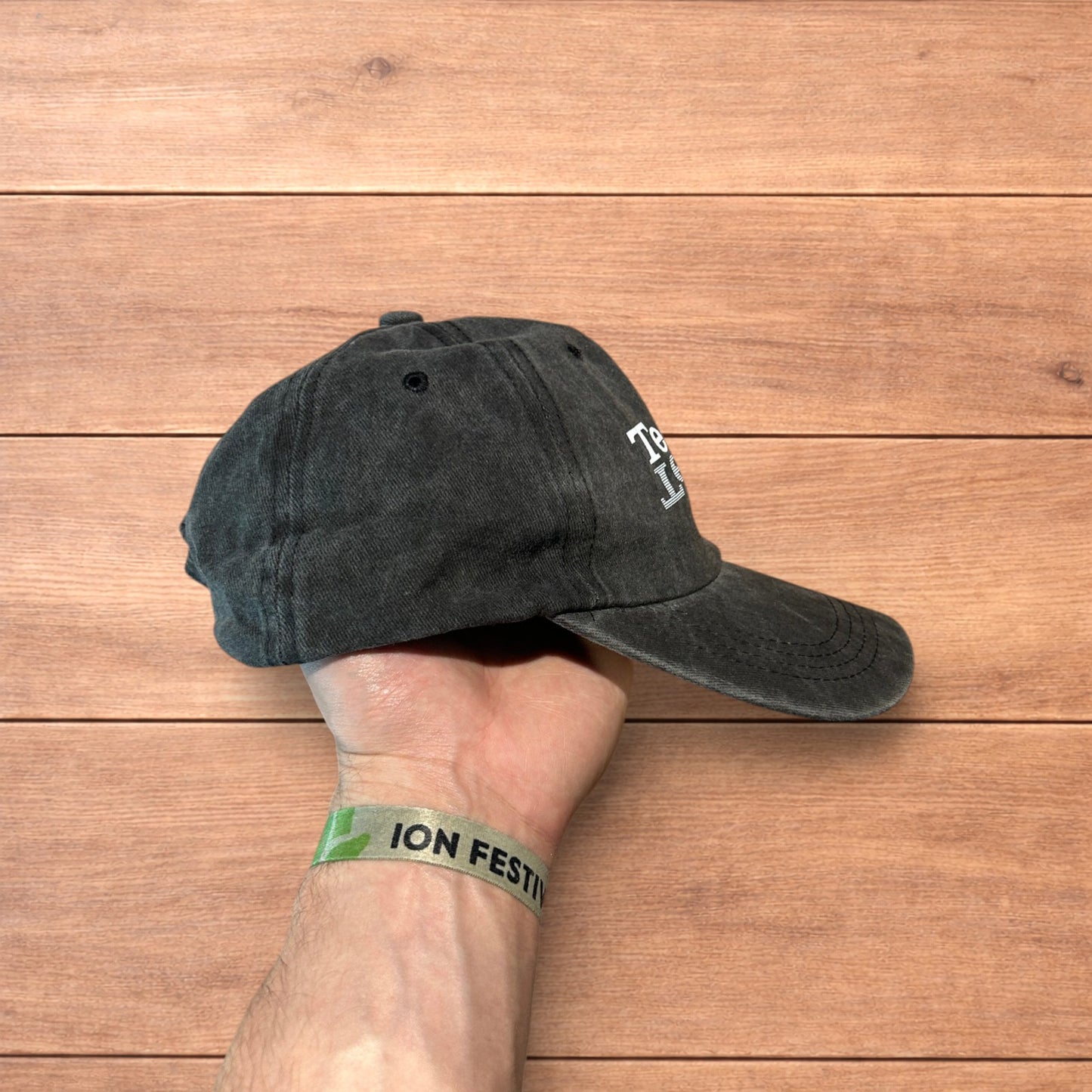 Vintage style Technics music dj cap hat in washed grey.