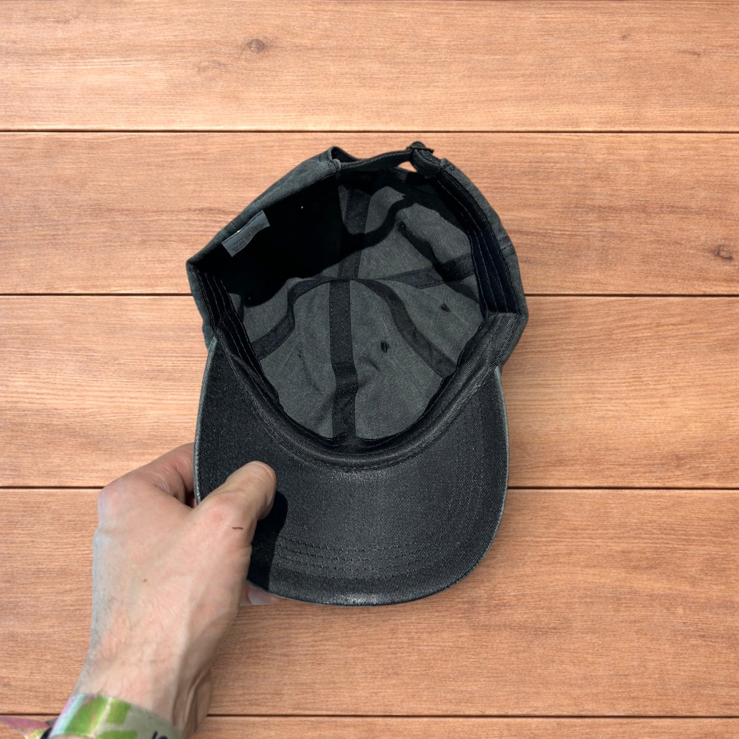 Vintage style Technics music dj cap hat in washed grey.
