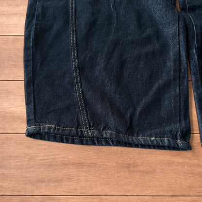 Vintage style baggy wide leg Korean fit jeans with embroidery in black.