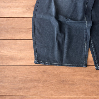 Super baggy wide leg balloon fit jeans in washed black.