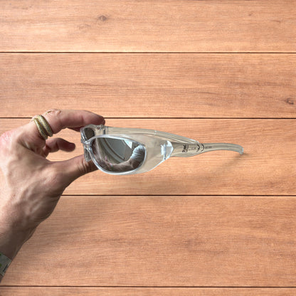 Insane mirrored sunglasses in clear frame with silver lense.