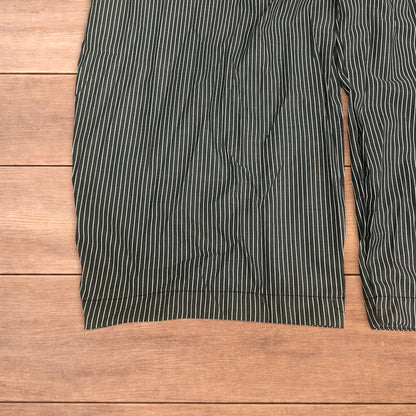 Vintage style baggy wide leg striped lightweight trousers in black/white.