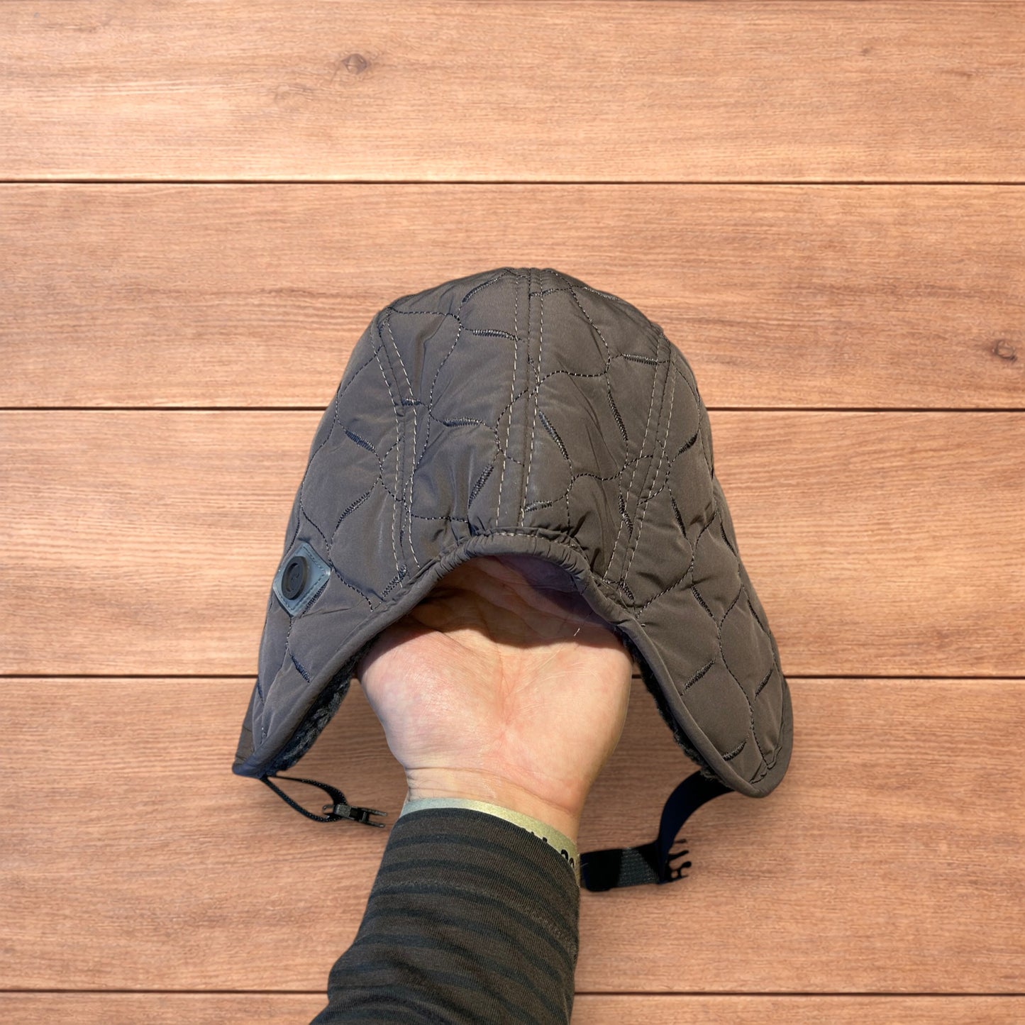 Insane Russian Trapper Korean padded fluffy hat cap in grey/blue.