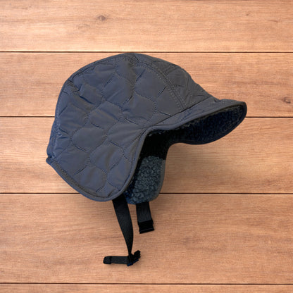 Insane Russian Trapper Korean padded fluffy hat cap in grey/blue.