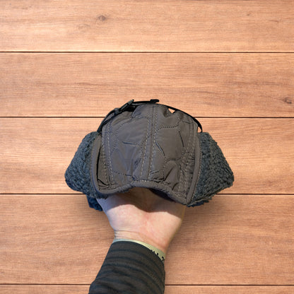 Insane Russian Trapper Korean padded fluffy hat cap in grey/blue.