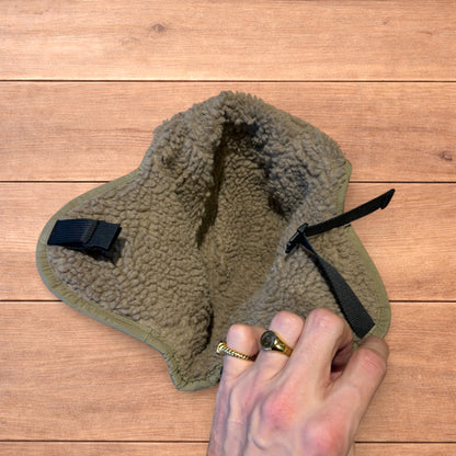 Insane Russian Trapper Korean padded fluffy hat cap in khaki green.