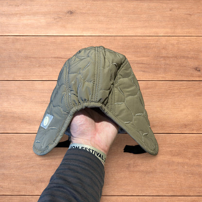 Insane Russian Trapper Korean padded fluffy hat cap in khaki green.