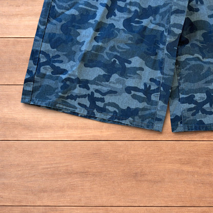 Super baggy wide leg cargo shorts jorts in army camo.