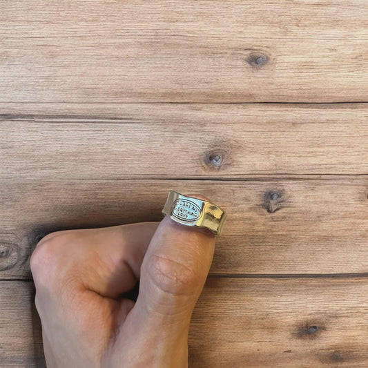 Vintage style stainless steel you are my everything love ring in silver/green. One size.
